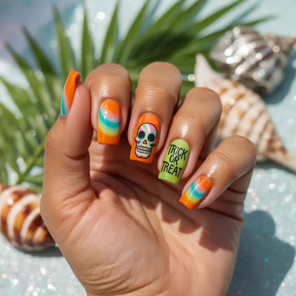 summer halloween nails