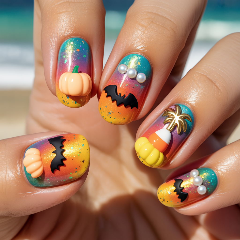 summer halloween nails