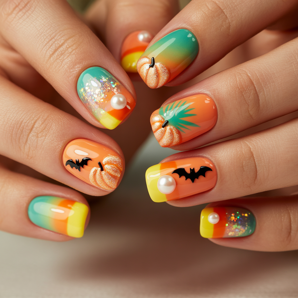summer halloween nails