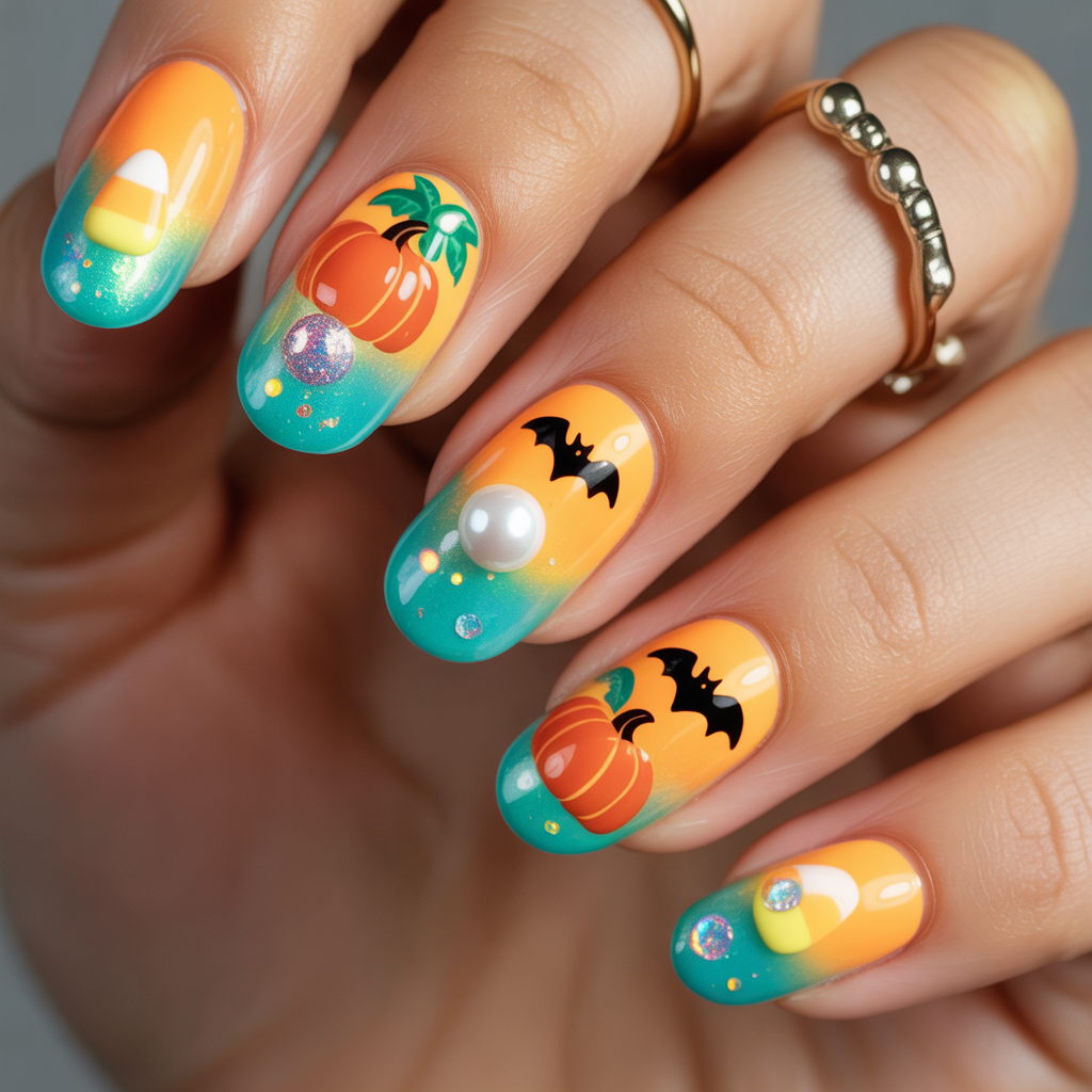 summer halloween nails