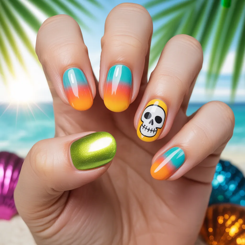 summer halloween nails