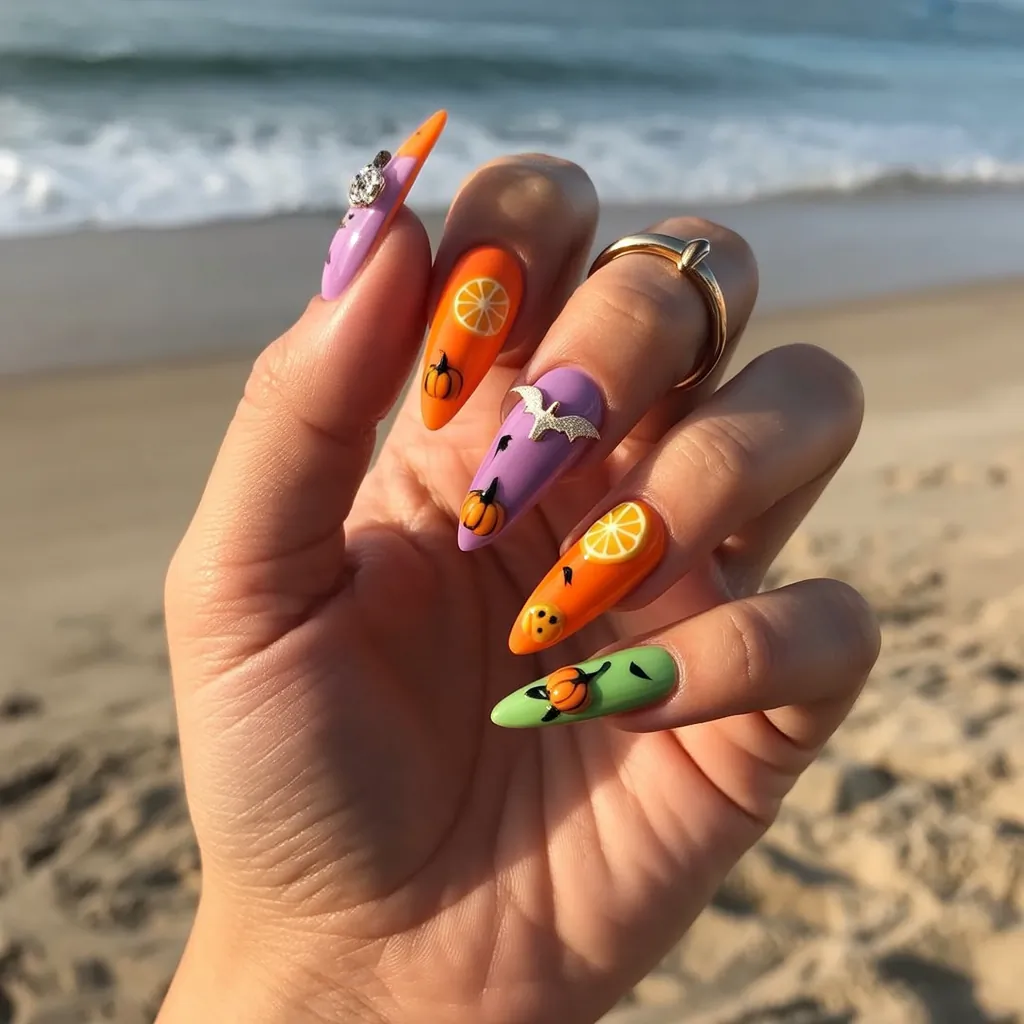 summer halloween nails