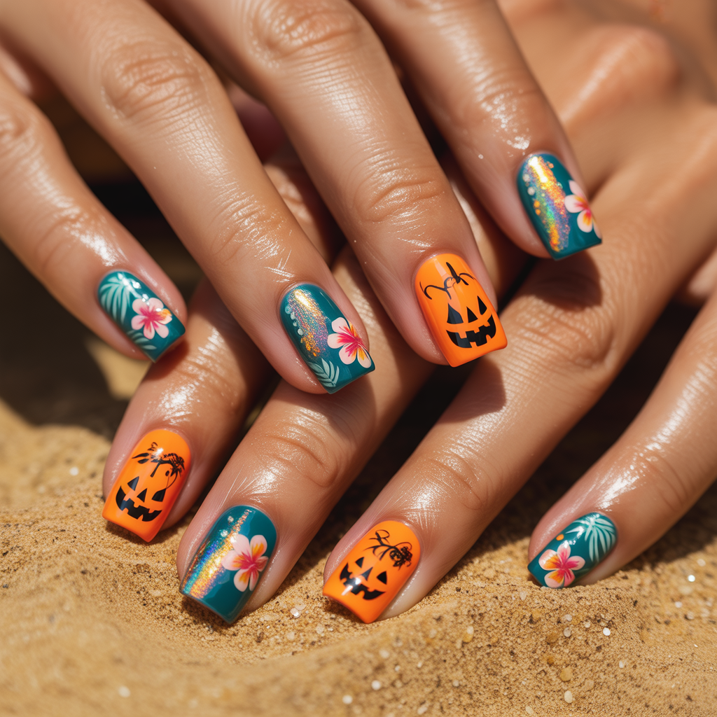 summer halloween nails