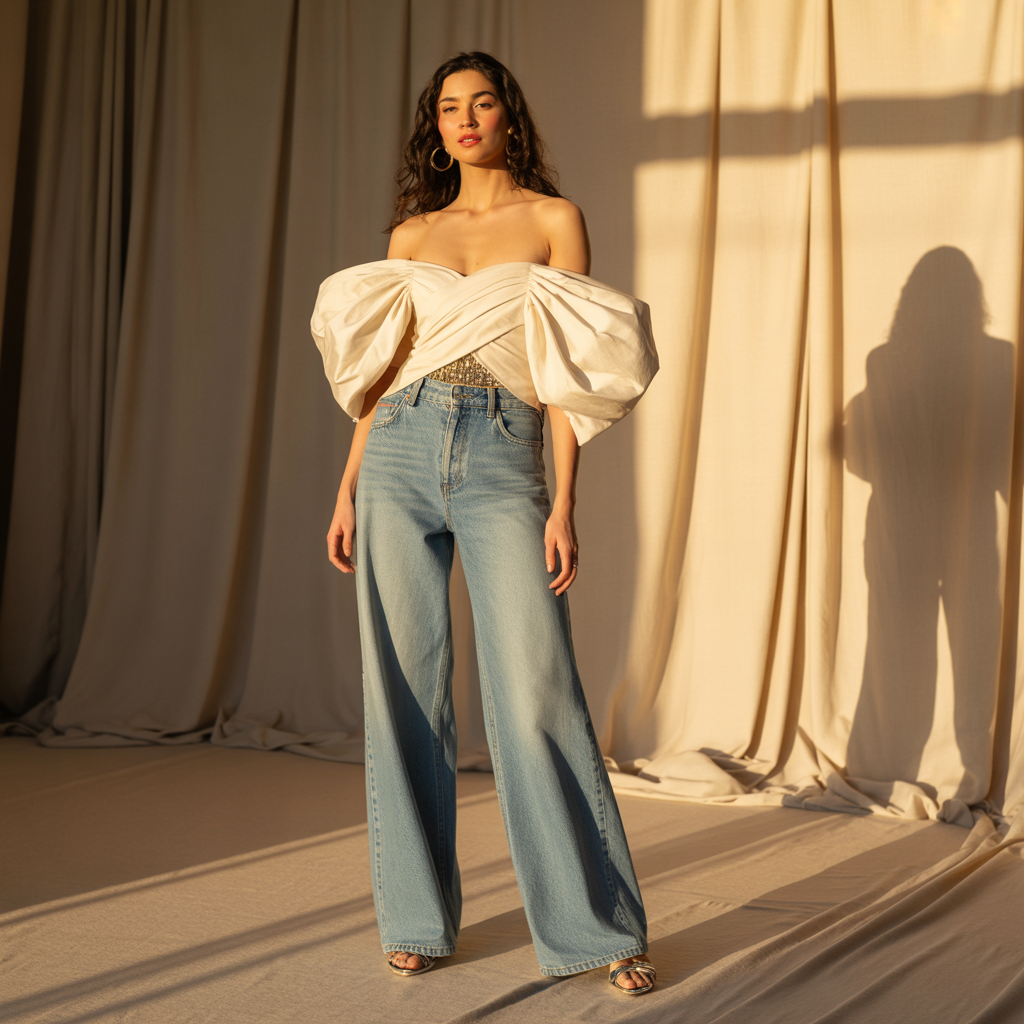 tops for wide leg jeans