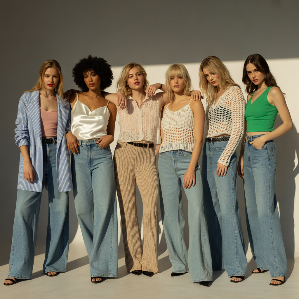 tops to wear with wide leg jeans