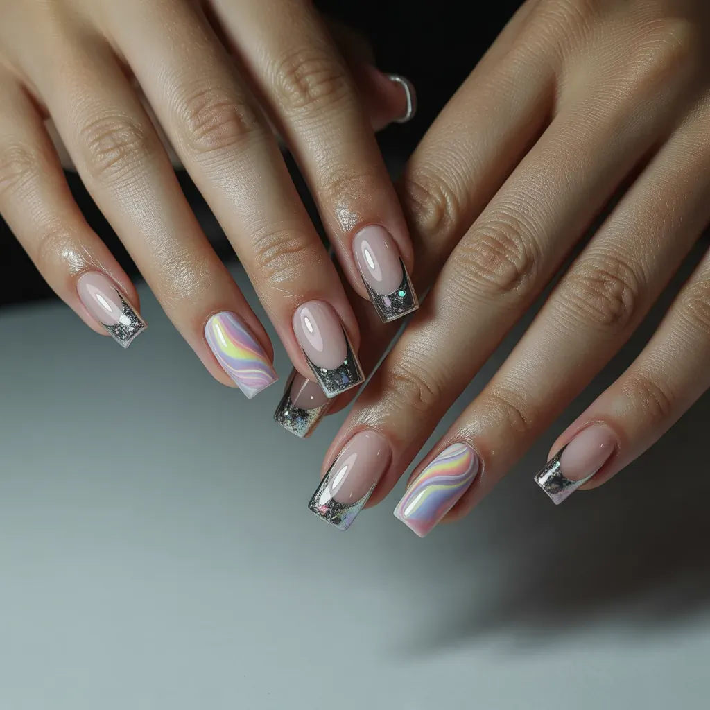 trendy short acrylic nails