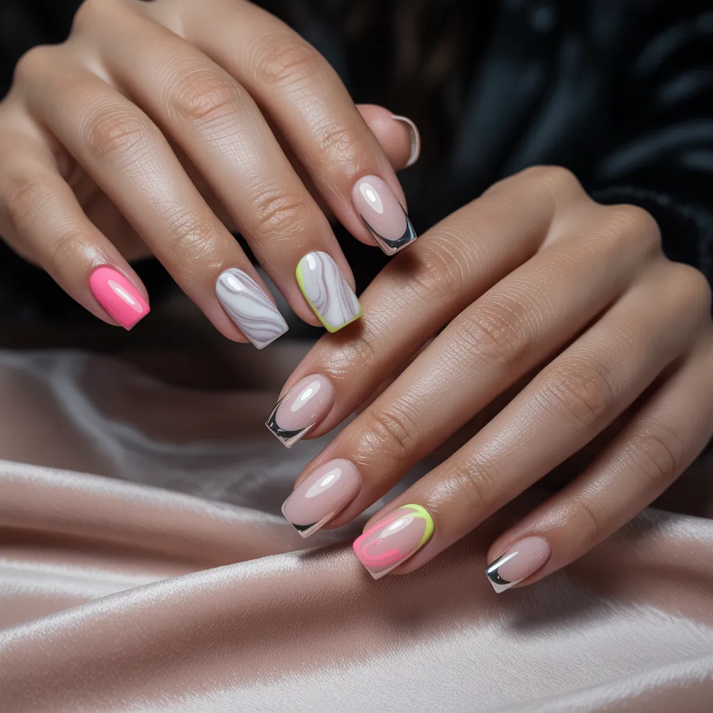 trendy short acrylic nails