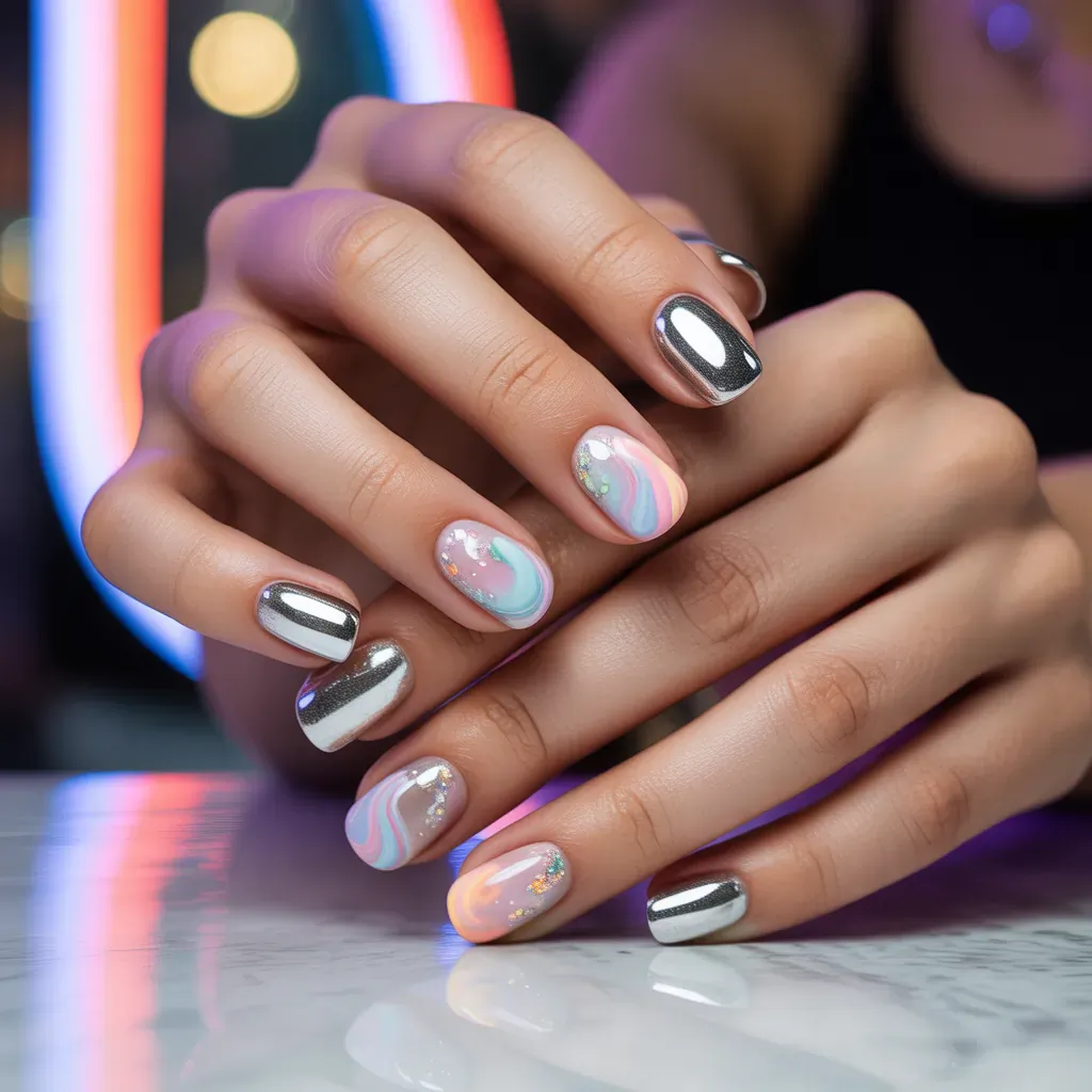 trendy short acrylic nails