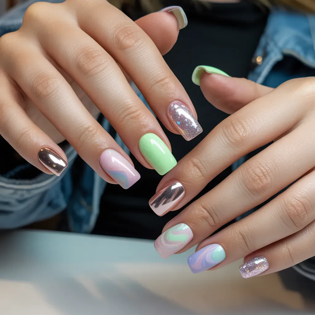 trendy short acrylic nails