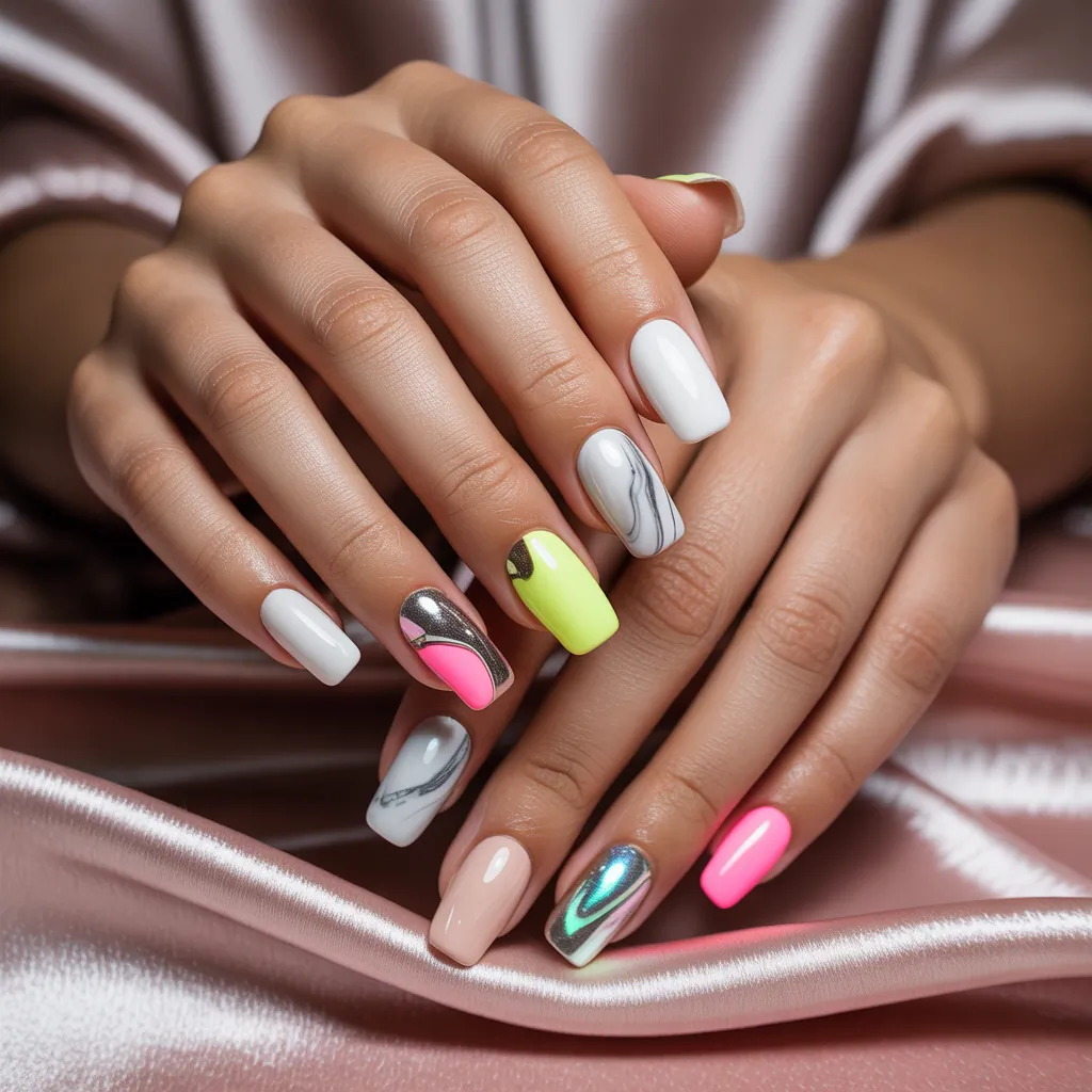 trendy short acrylic nails