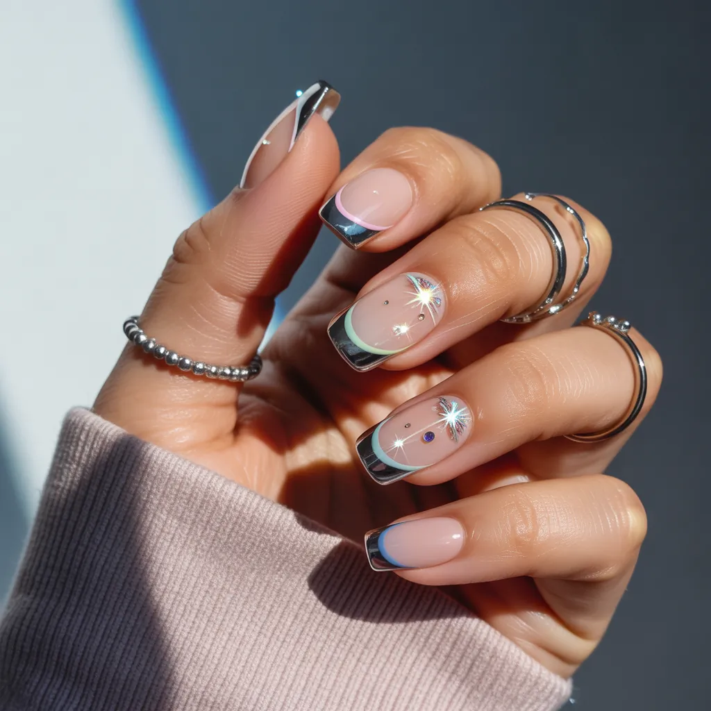 trendy short acrylic nails