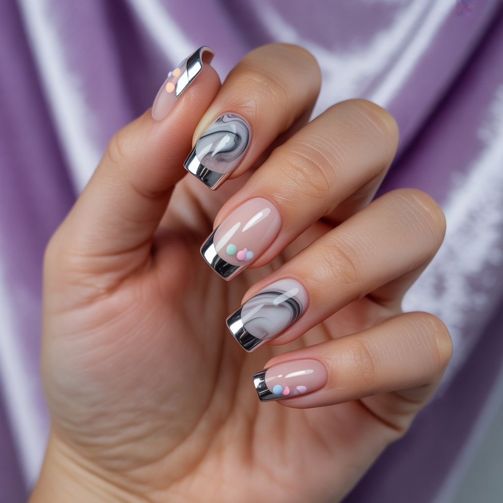 trendy short acrylic nails