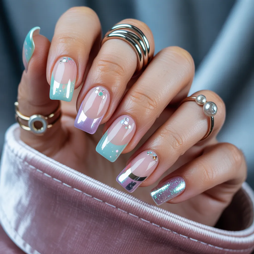 trendy short acrylic nails