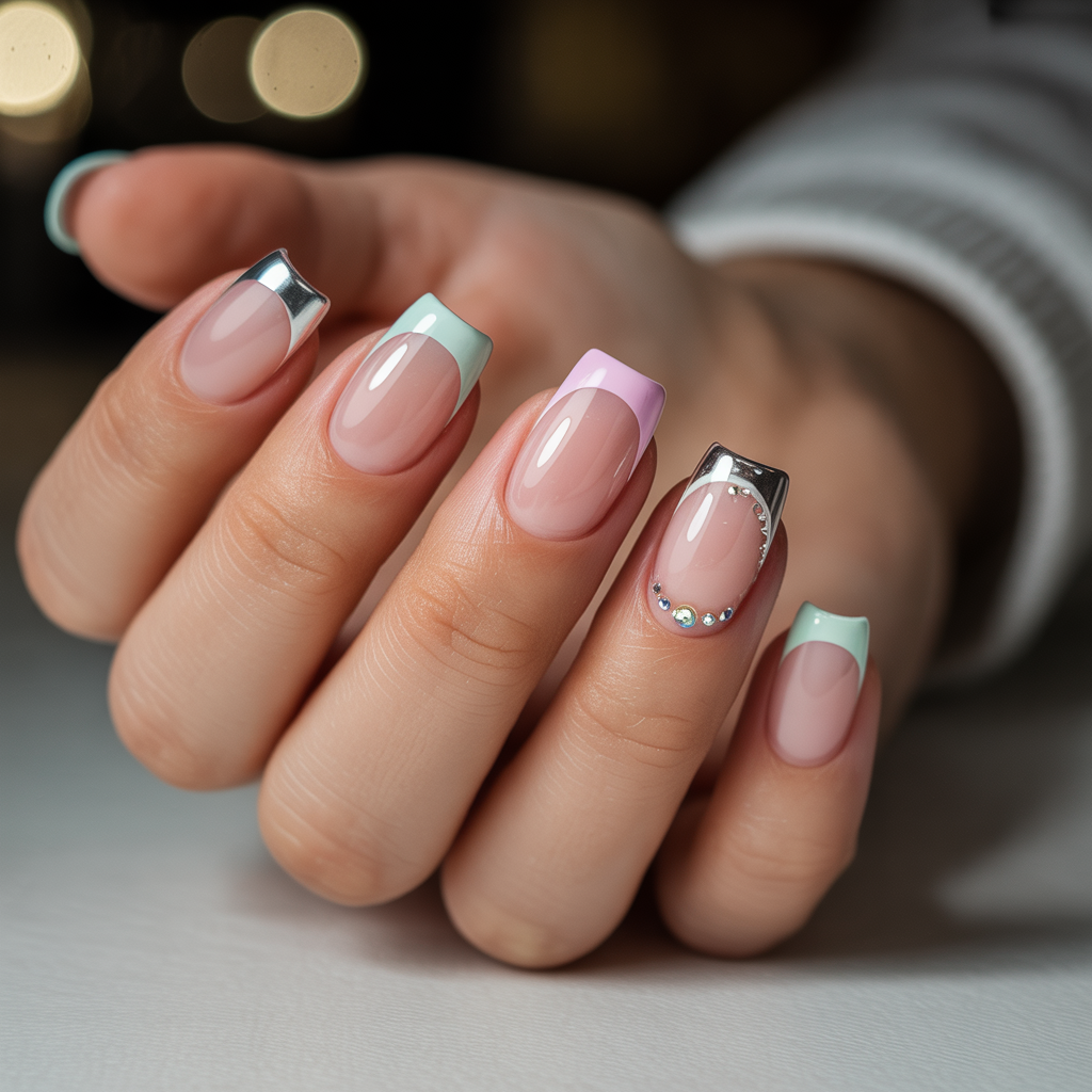 trendy short acrylic nails