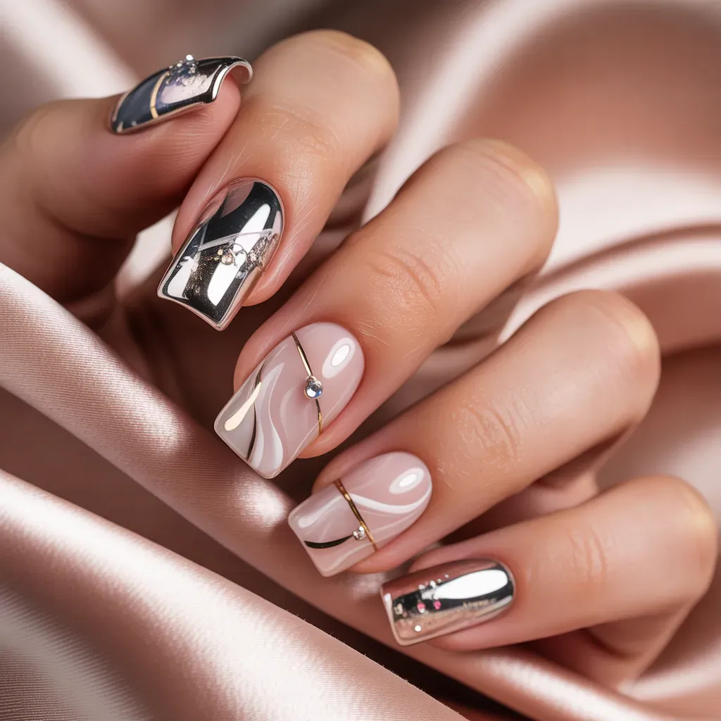 trendy short acrylic nails