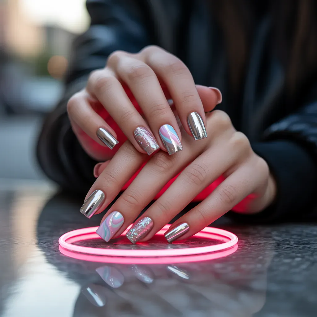 trendy short acrylic nails