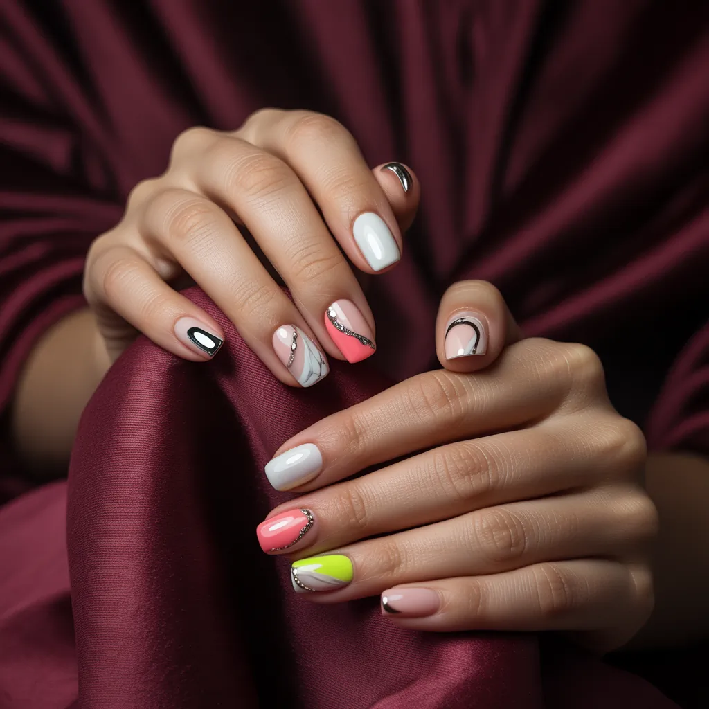 trendy short acrylic nails