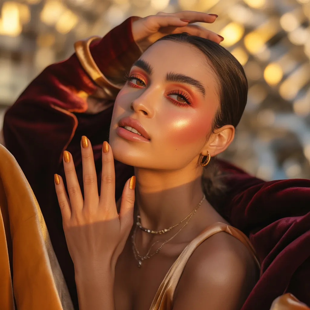 warm makeup and nails