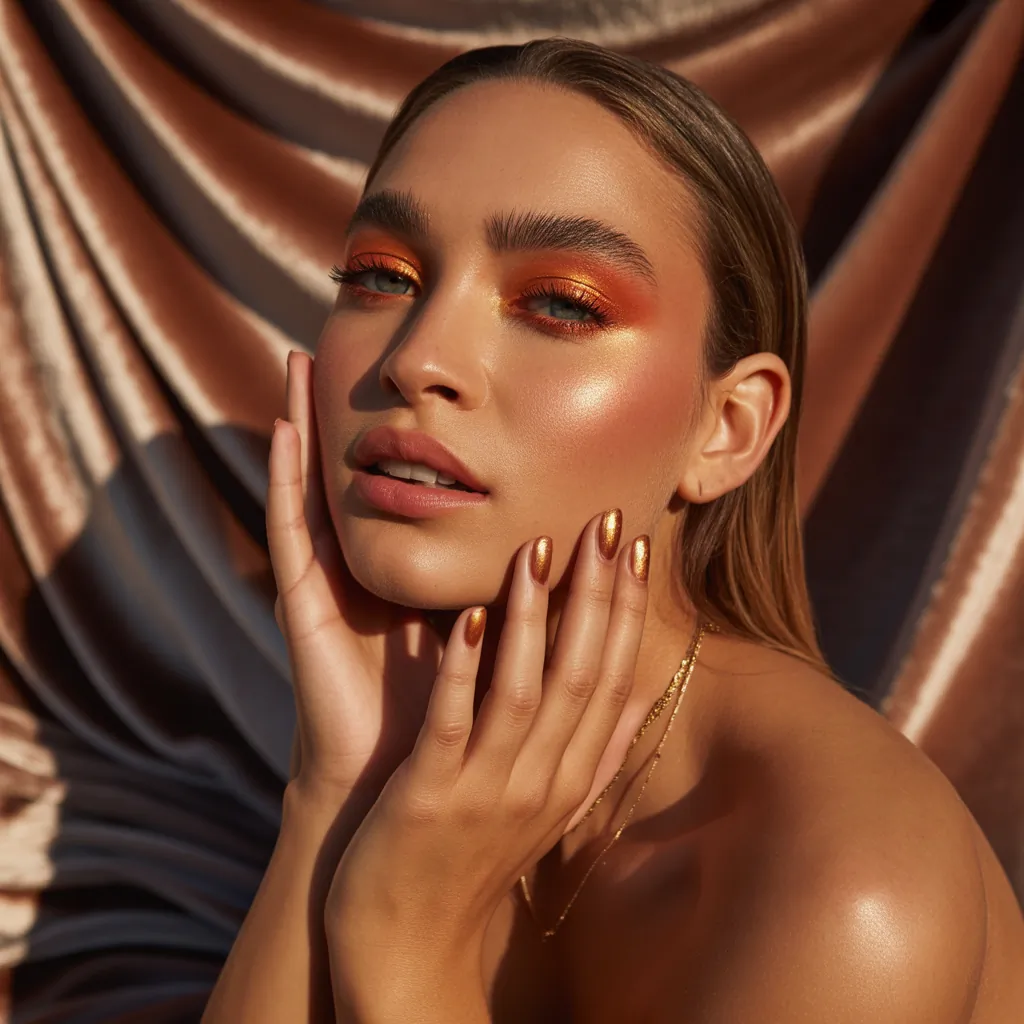 warm makeup and nails