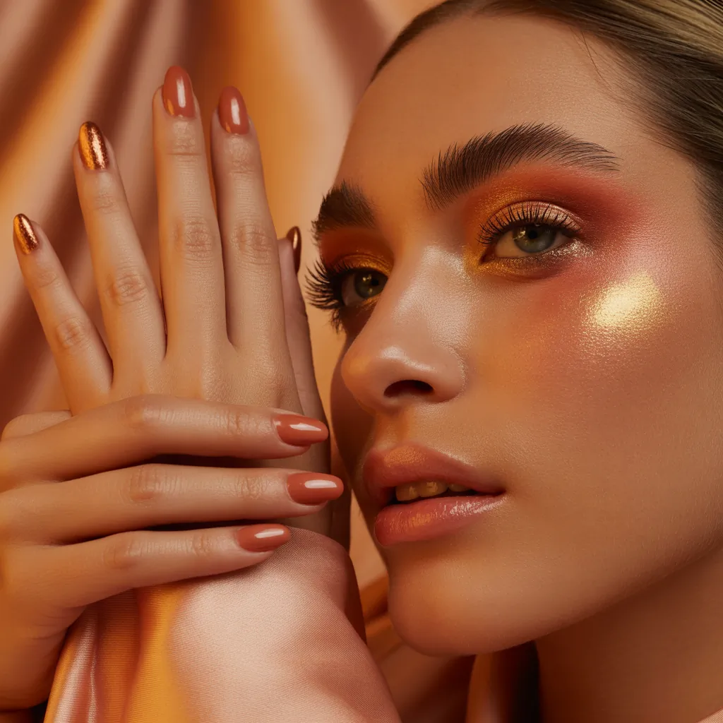 warm makeup and nails