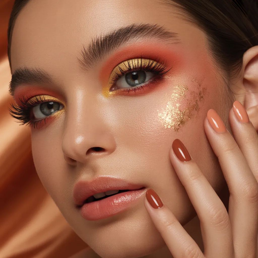 warm makeup and nails