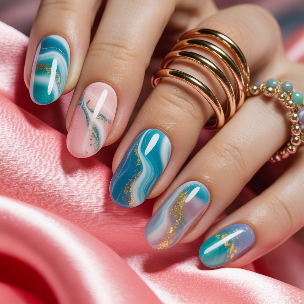 water marble nails