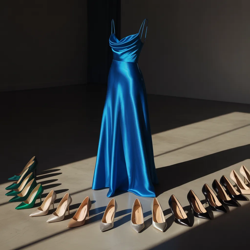 what color heels to wear with blue dress