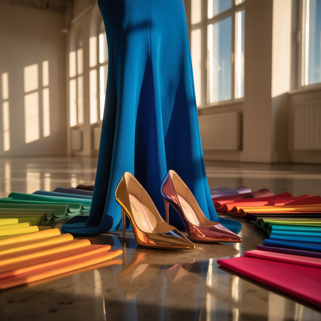 what color heels to wear with blue dress