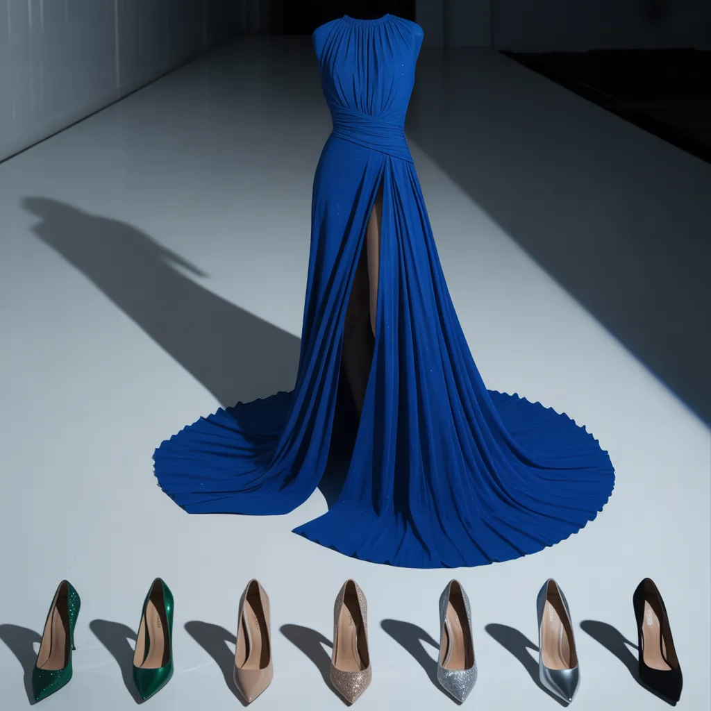 what color heels to wear with blue dress