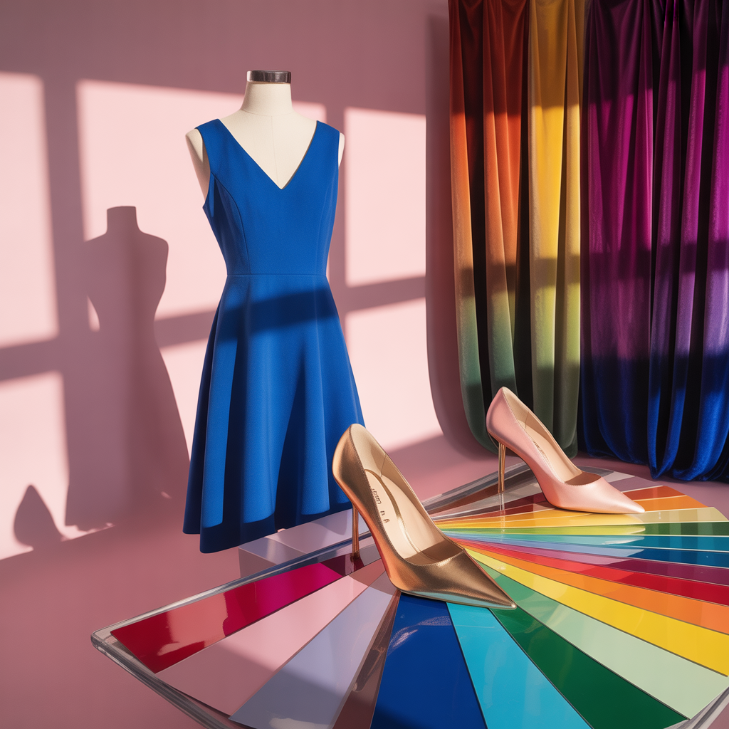 what color heels to wear with blue dress