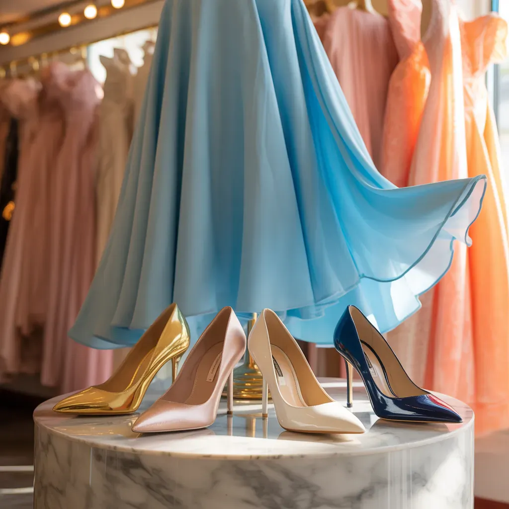 what color heels to wear with blue dress
