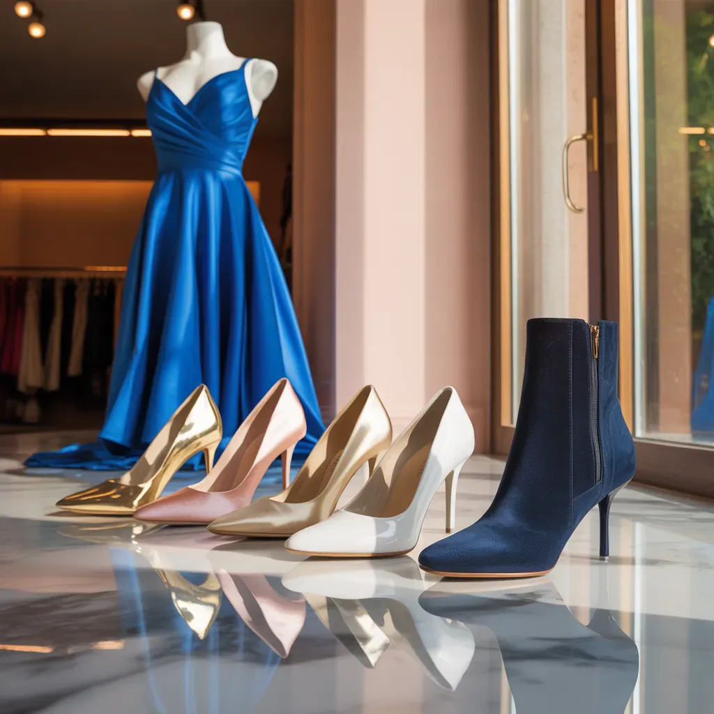 what color heels to wear with blue dress