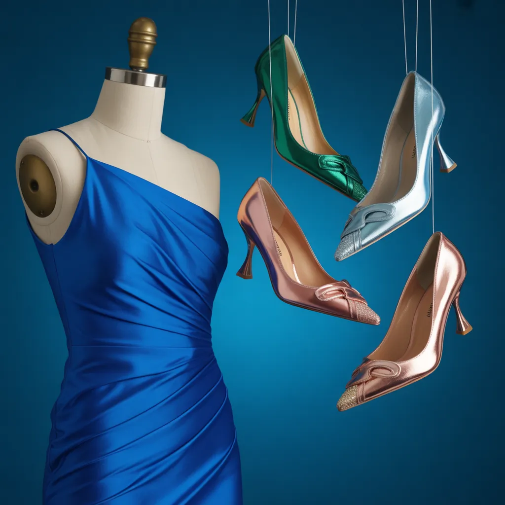 what color heels to wear with blue dress