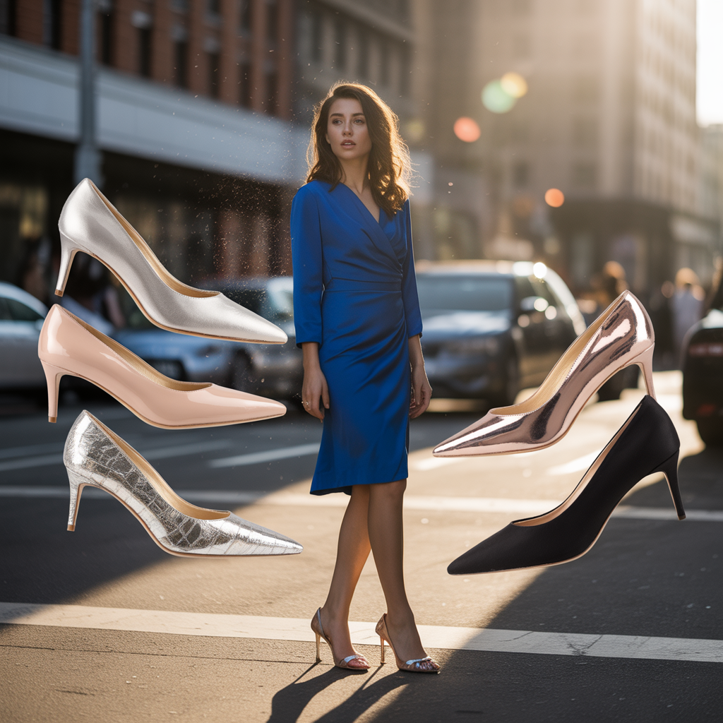 what color heels to wear with blue dress