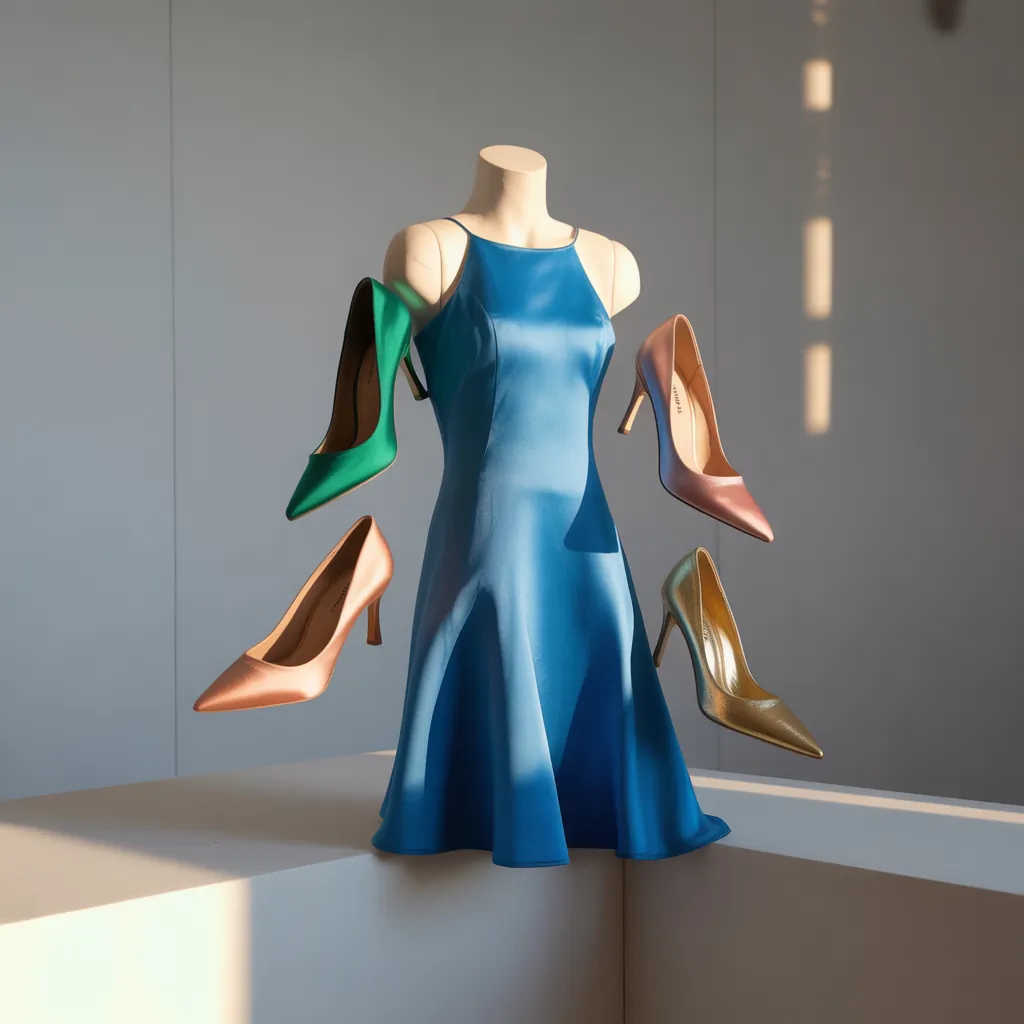 what color heels to wear with blue dress