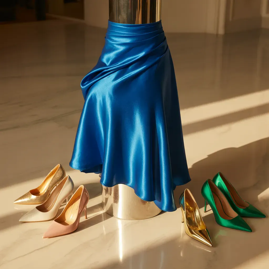 what color heels to wear with blue dress