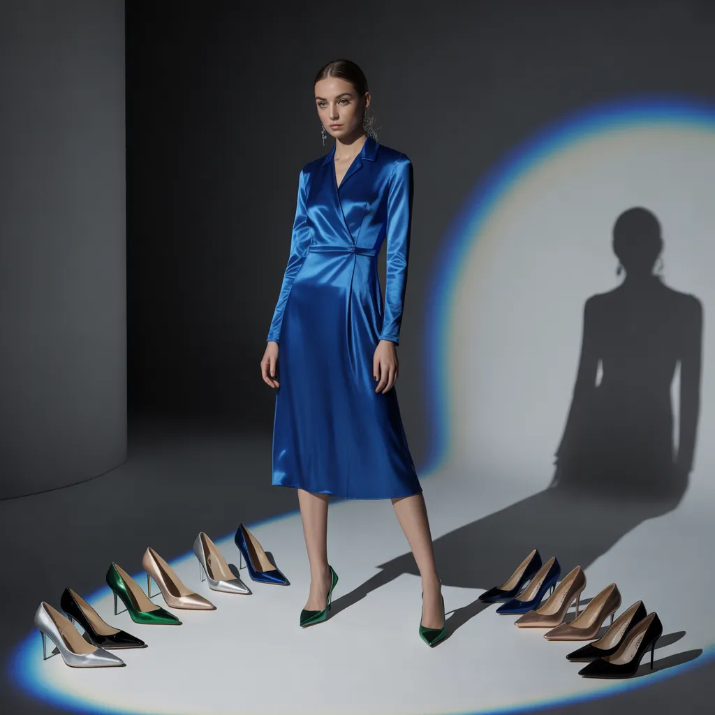 what color heels to wear with blue dress