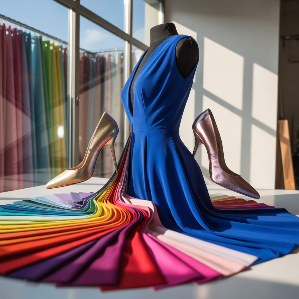what color heels to wear with blue dress