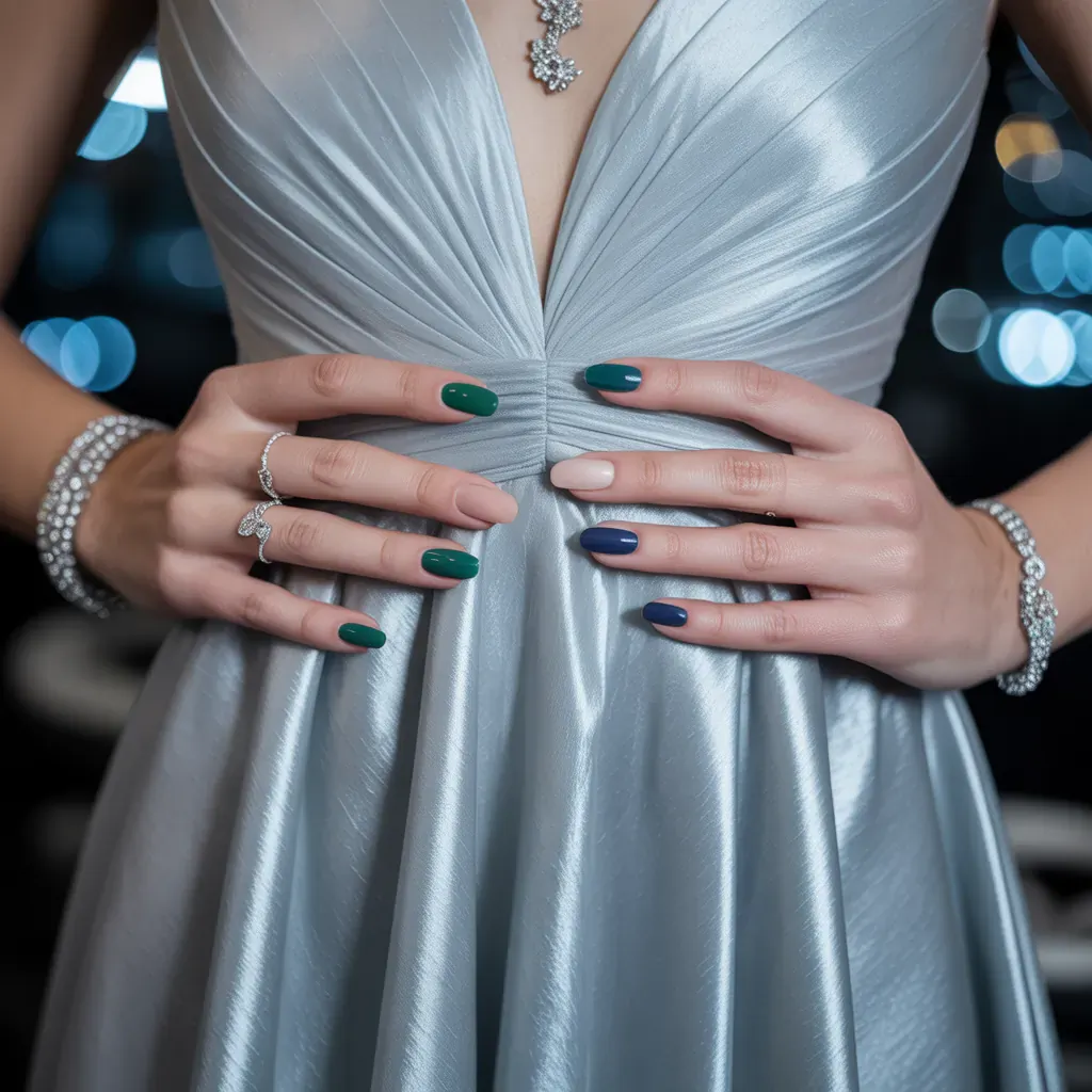 what color nail polish goes with a silver dress