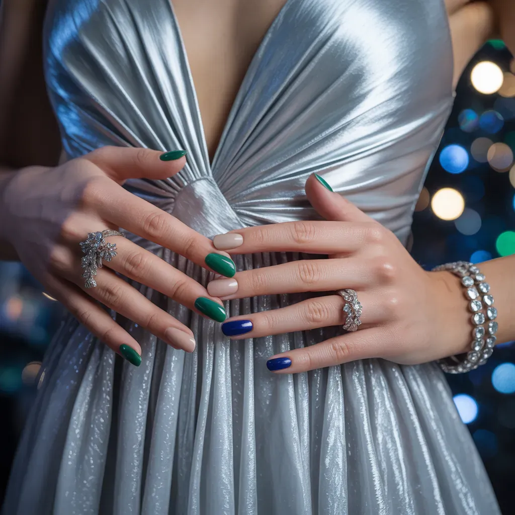 what color nail polish goes with a silver dress