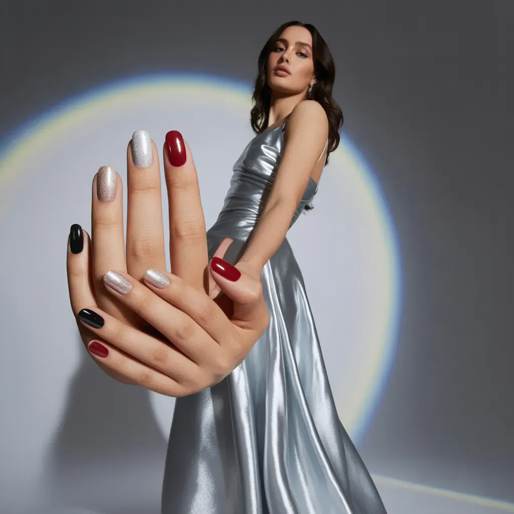 what color nail polish goes with a silver dress