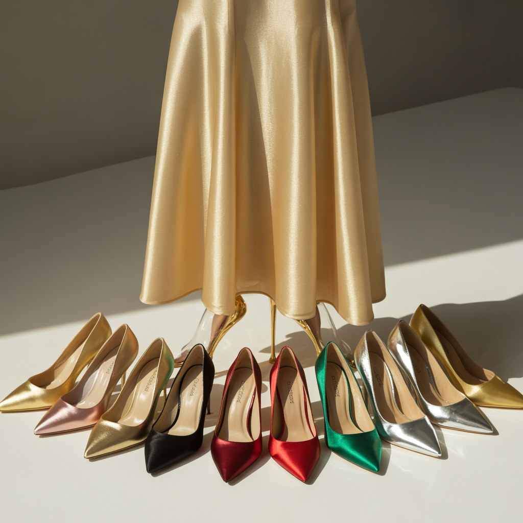 what color shoes go with a gold dress