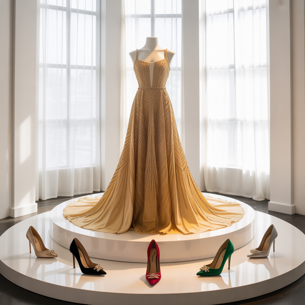 what color shoes go with a gold dress