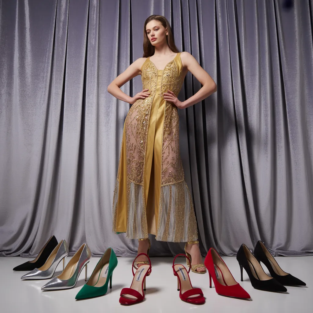 what color shoes go with a gold dress