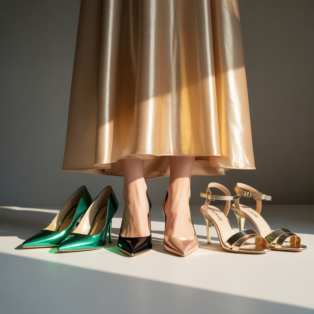 what color shoes go with a gold dress