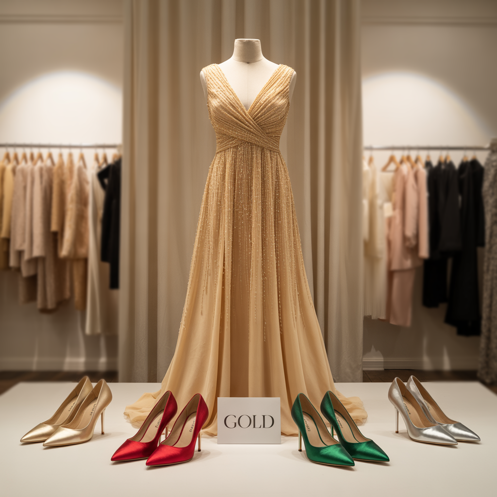 what color shoes go with a gold dress