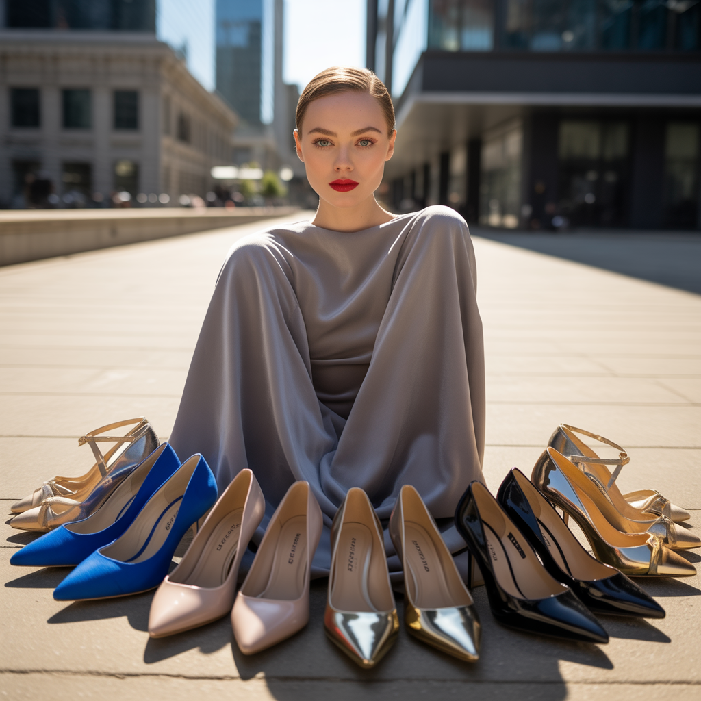 what color shoes go with a grey dress