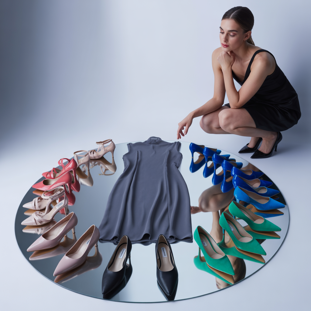 what color shoes go with a grey dress