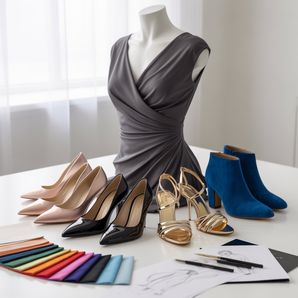 what color shoes go with a grey dress