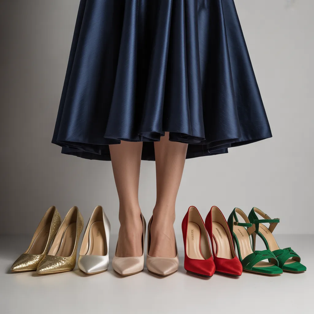what color shoes go with a navy dress